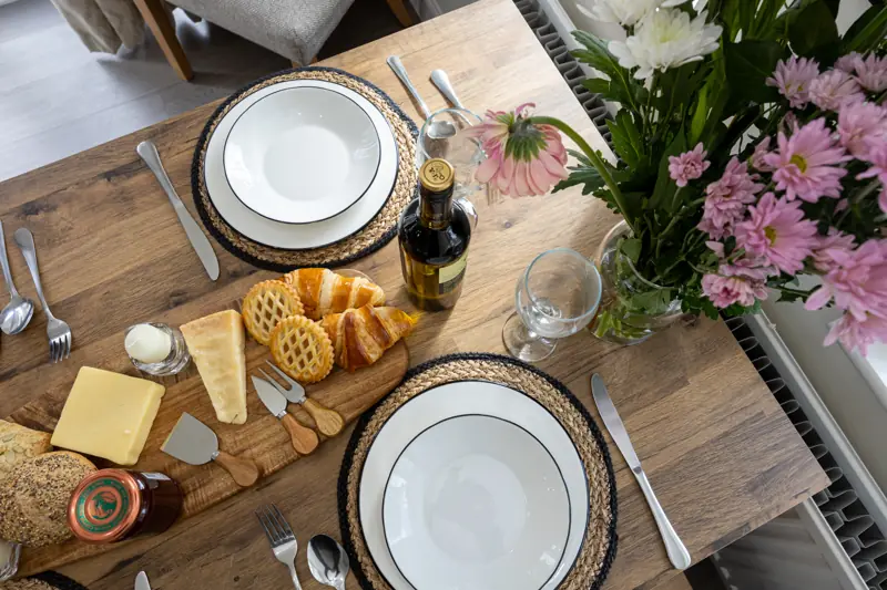 Table laid for a meal