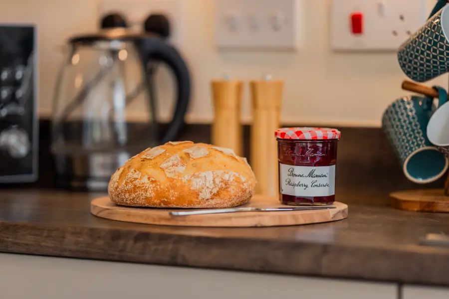 Kitchen worktop with fresh bread
