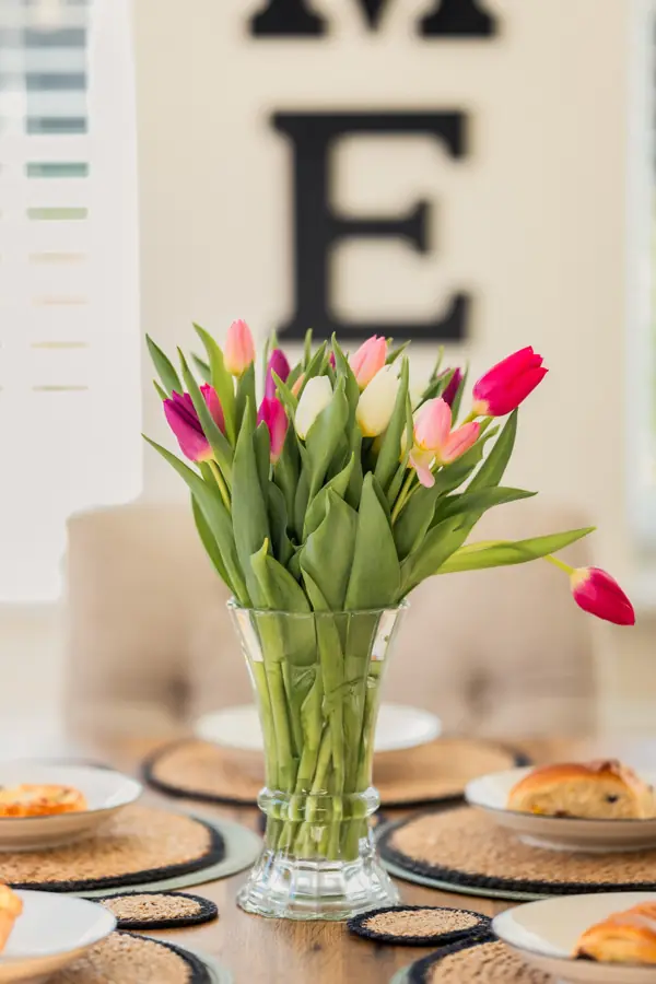 Tulips on the dining table